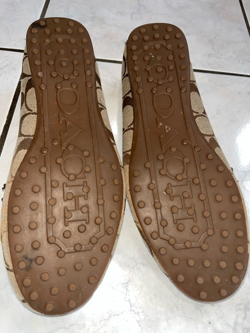 NWOT COACH FRIDA SIGNATURE JACQUARD TAN AND BROWN LEATHER SIZE 7.5 - Picture 6 of 10